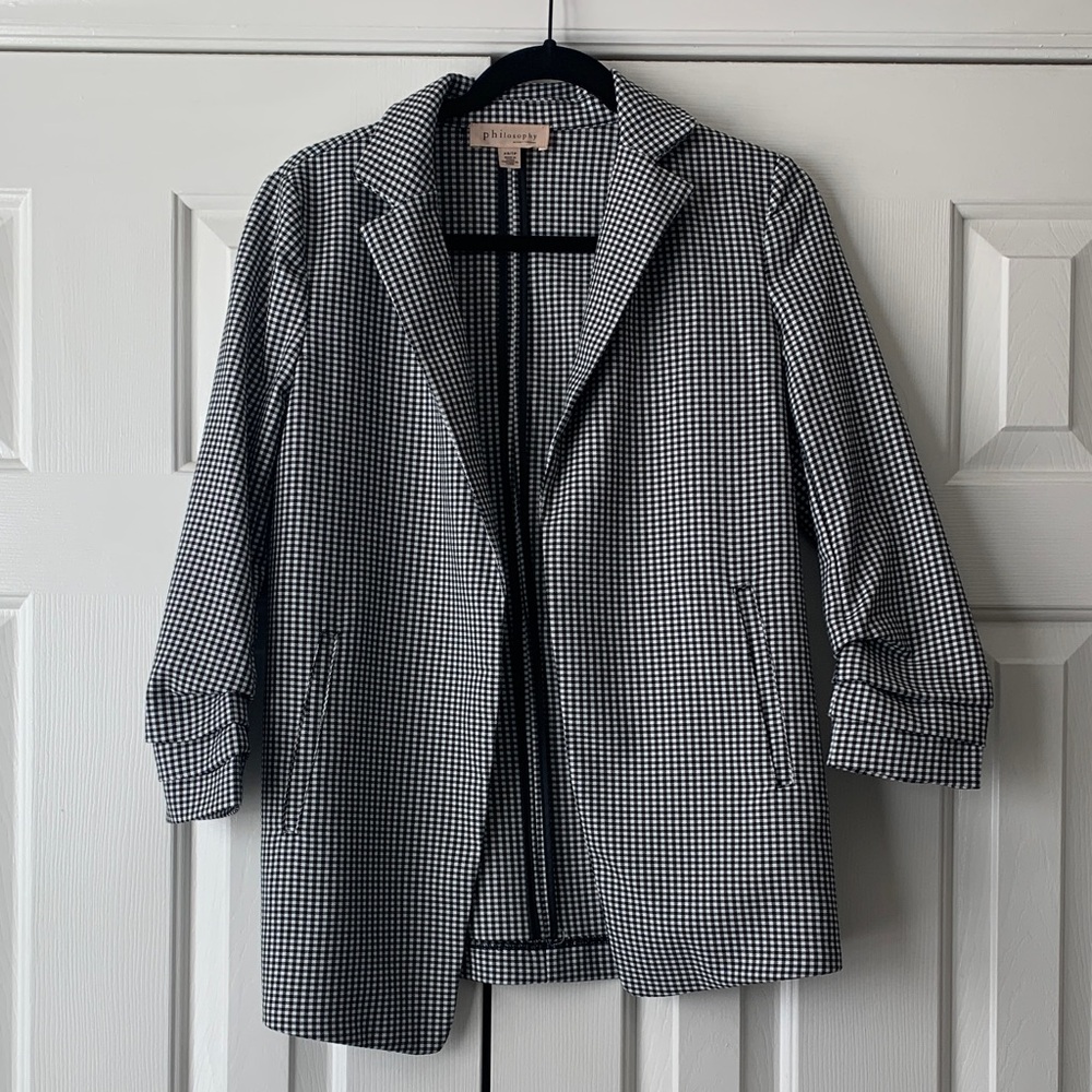 Classic Black and White Houndstooth Women's Coat